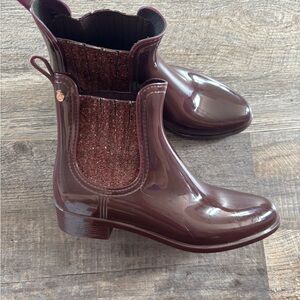 ✨EUC Size 41 Lemon Jelly Merlot Sparkle Glossy Ankle Boots